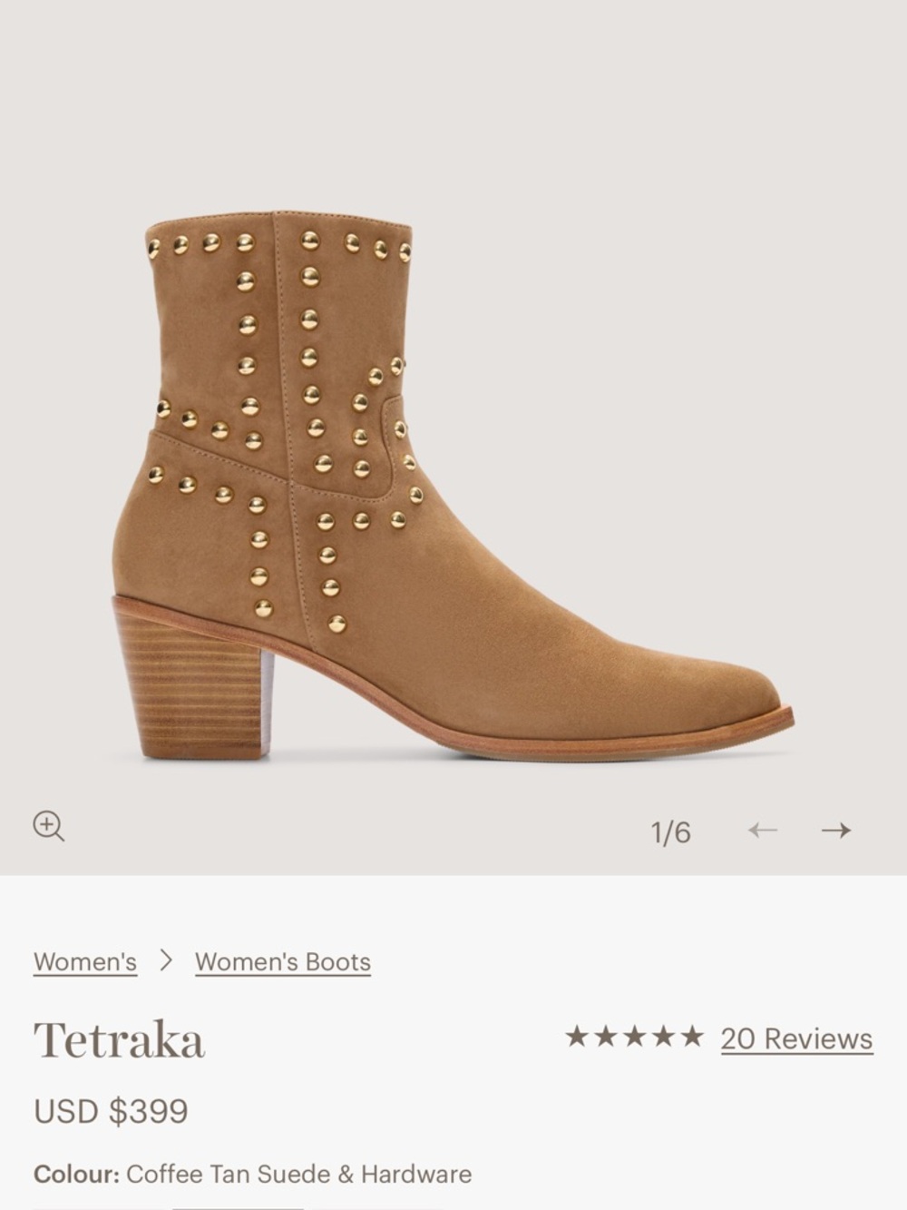 Bared Footwear Tan Studded Suede Ankle Boots